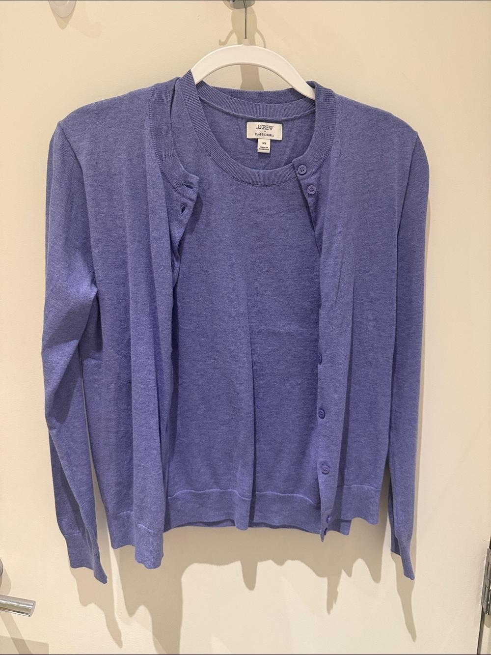 J. Crew Periwinkle Crewneck Sweater and Matching Cardigan Set